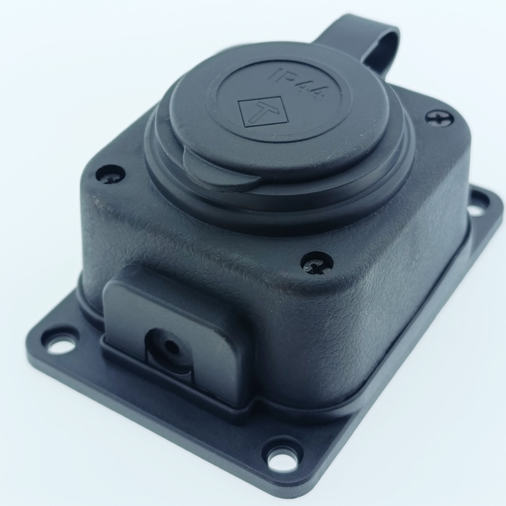 Heavy-duty extension socket, rubber, IP44, 1 socket, flame-resistant casing