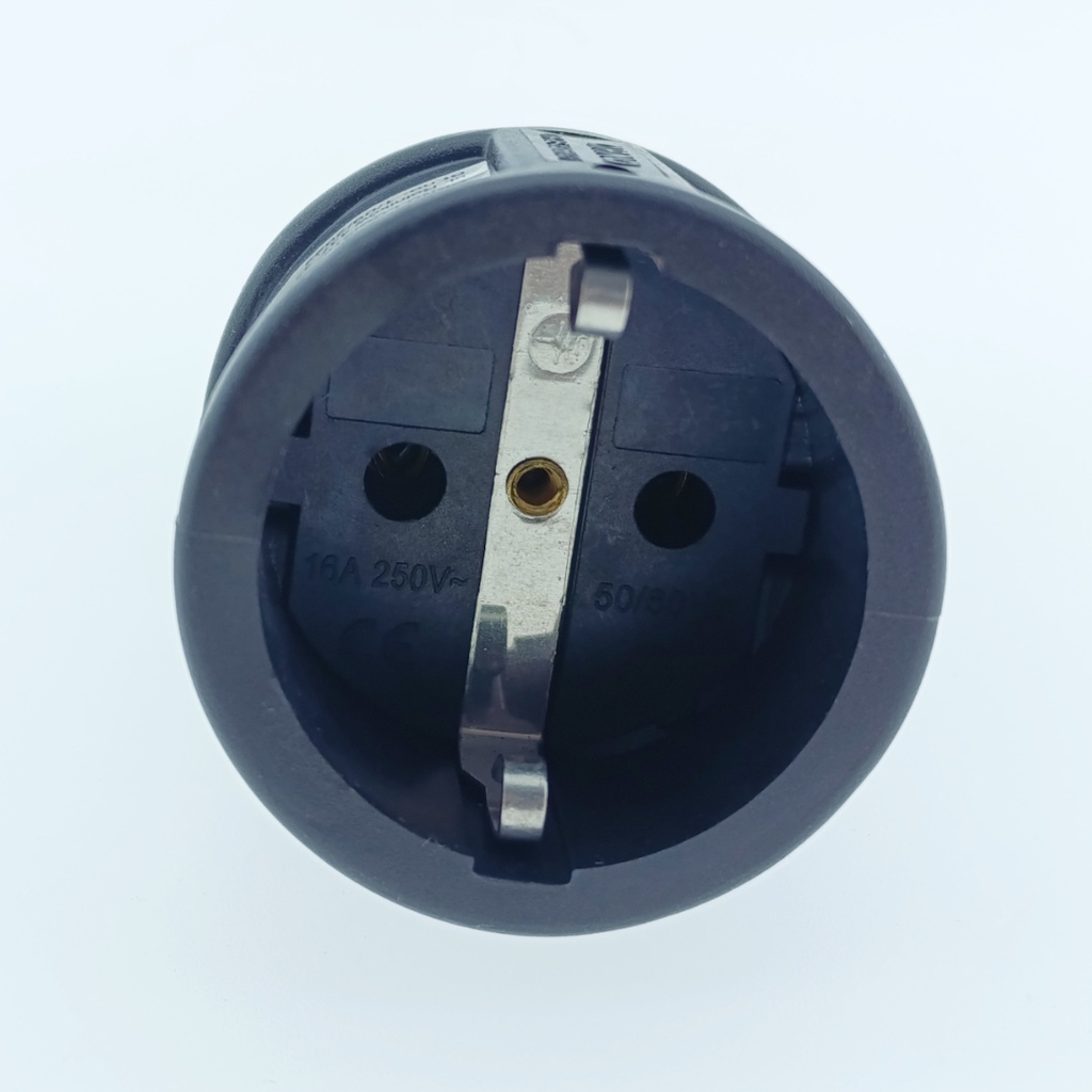 Workshop socket 2P+E (Schuko) with a comfortable grip, black, 12 pcs.