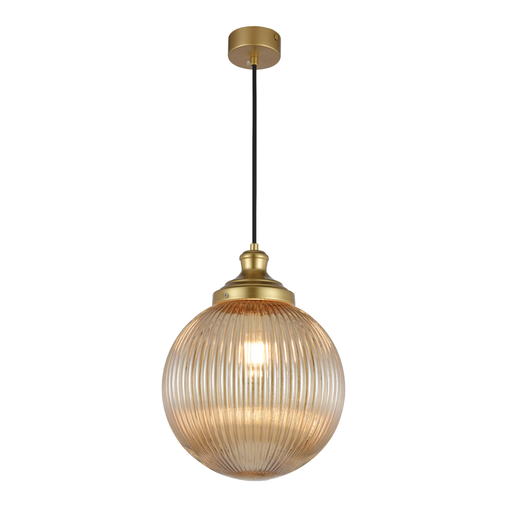 GLOBAL AMBER E27 GLASS PENDANT LAMP