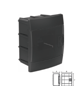 Quadro dist. 4 embutir - quadro de distribuição 4 módulos embutir preto IP40