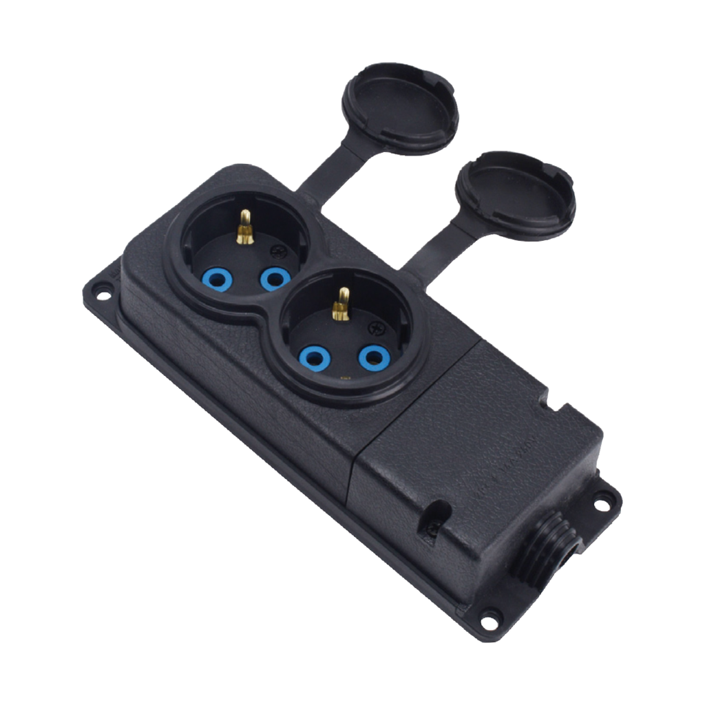 MONOPHASE RUBBER 2 SOCKETS 16A 2 WAY EU TYPE
