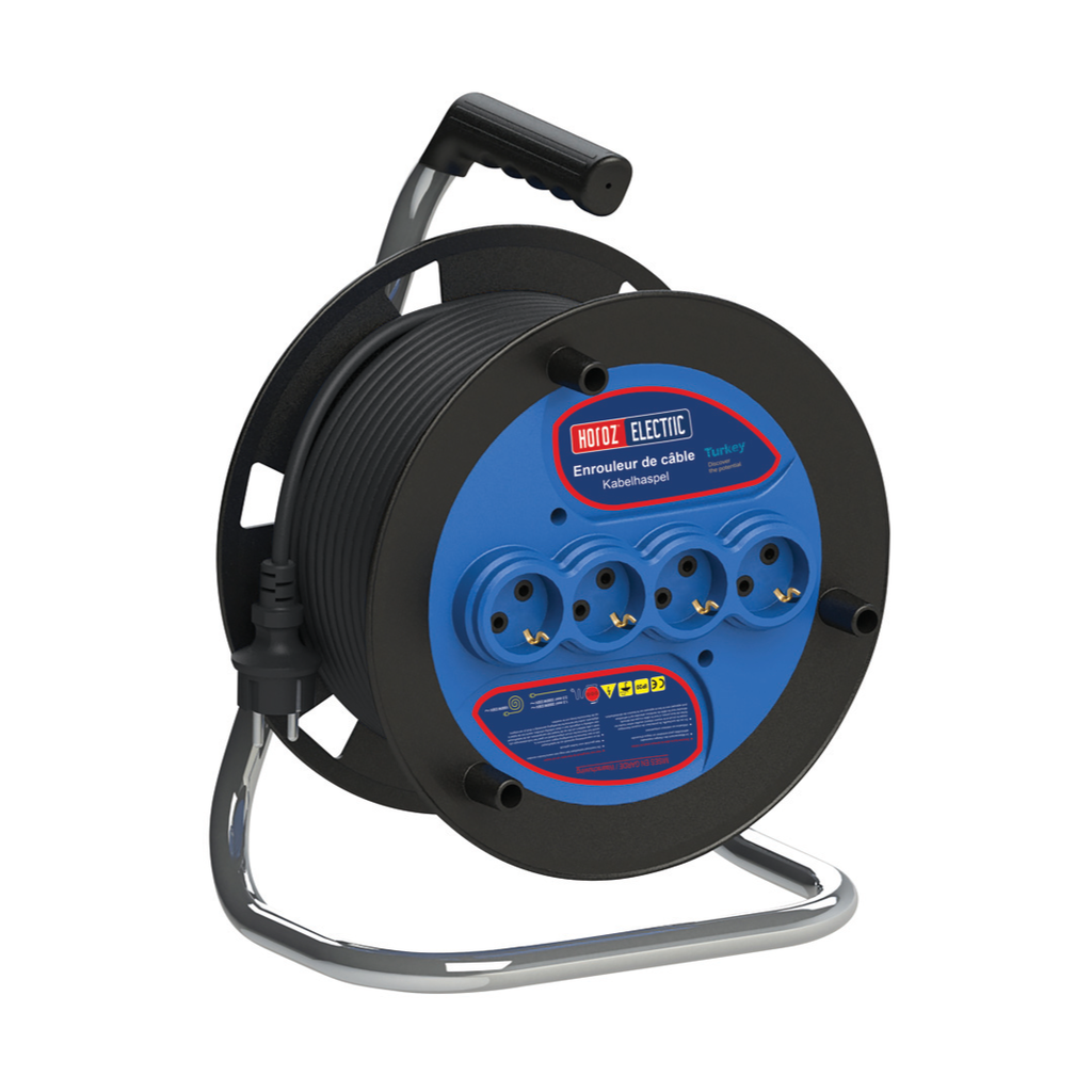EXTENSÃO/ENROLADOR 3X1. 5MM 4 SOCKET 230V IP20 EU TYPE CABLE REEL 50M