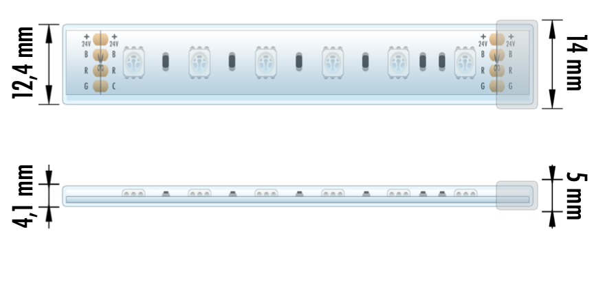 FITA LED EPRO 14.4W 24V RGB IP67 10M