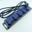 Heavy-duty, splash-proof extension sockets, with rubber cord, 5 sockets 2P+E, IP44, H05RR-F 3x1.5mm² - 3m