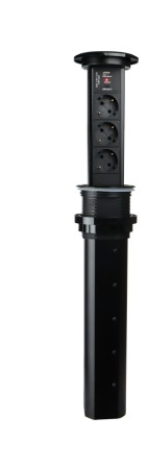 LIFT BOX USB AUTOMATIC WITH INDUCTIVE CHARGER - BLACK, 3 x SCHUKO - 2x USB A, 3600W, 230V AC, IP20