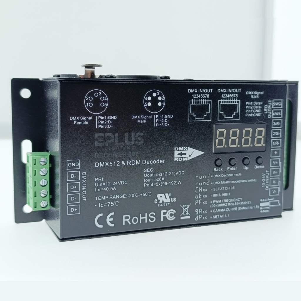 CONTROLADOR DMX512 12-24VDC 4CHX8A MONO/CCT/RGBW/RGBCCT IP20