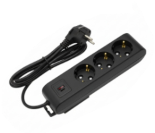 Deco 3PUSB - Tomada Preta 3 SHUCKO 1xUSB-A + 1xUSB-C 16A 3x1.5mm² IP20