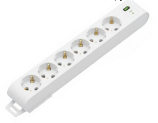 Deco 6PUSB - Tomada Branca 6 SHUCKO 1xUSB-A + 1xUSB-C 16A 3x1.5mm² IP20