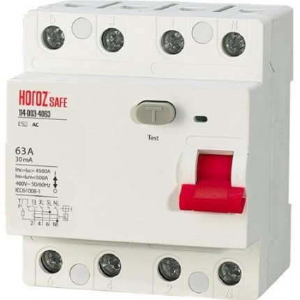 RCCB - Residual Circuit Breaker - Interruptor Diferencial 63A 4P