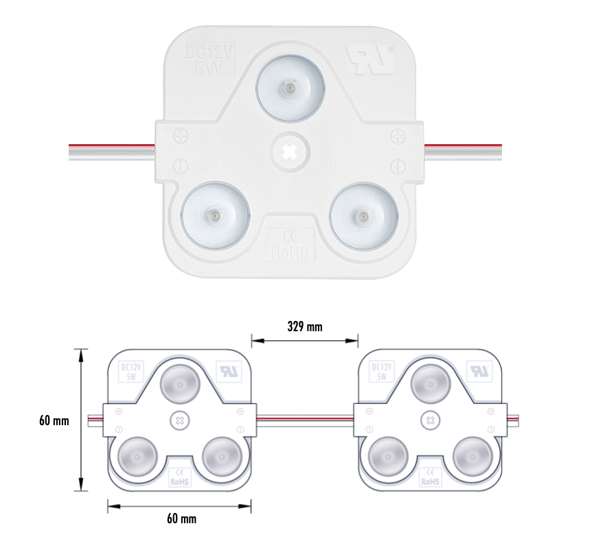 SIGN-003-5W-C - MODULO 3LED 5W 12V IP65 6500K 5Y
