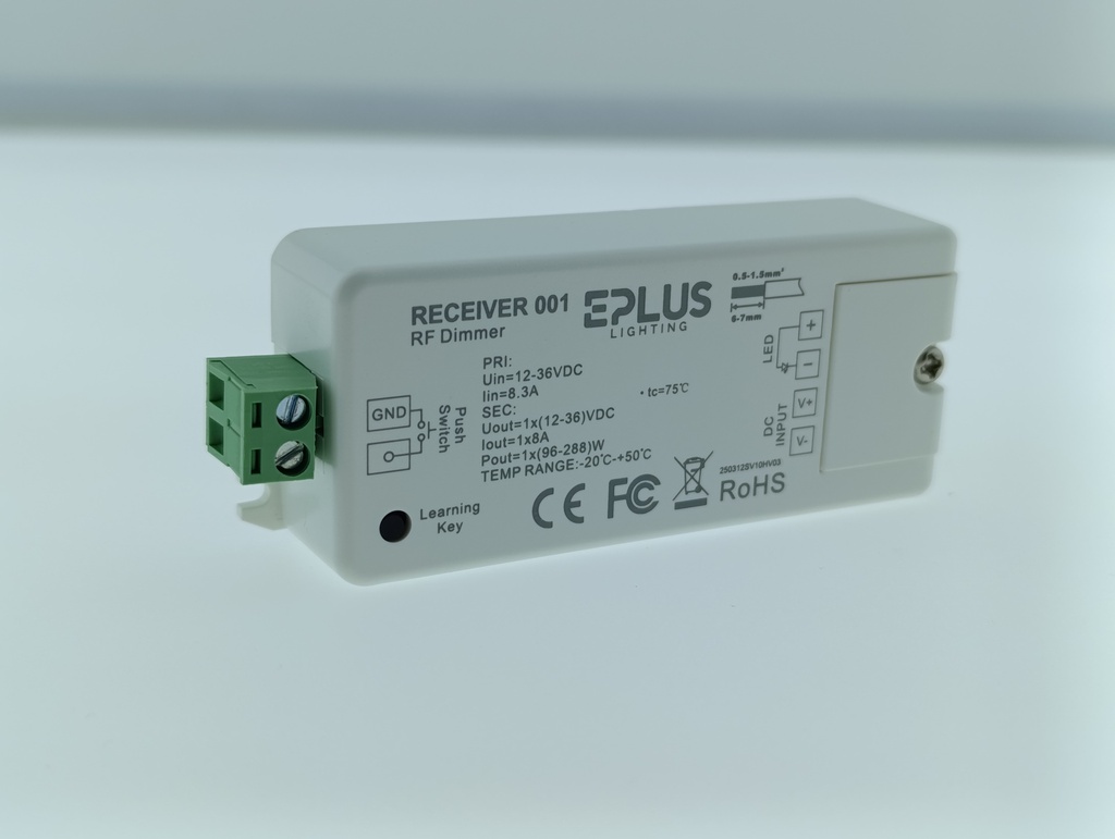 CONTROLADOR RF/PUSH-DIM 12-36VDC 1x8A 96W-288W IP20