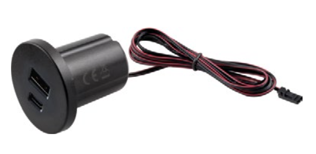 1XUSB A, 1XUSB C SOCKET, 12VDC 2.1A Entrada, 5VDC 2.1A cor de saída: preto; 2M Mini Plug