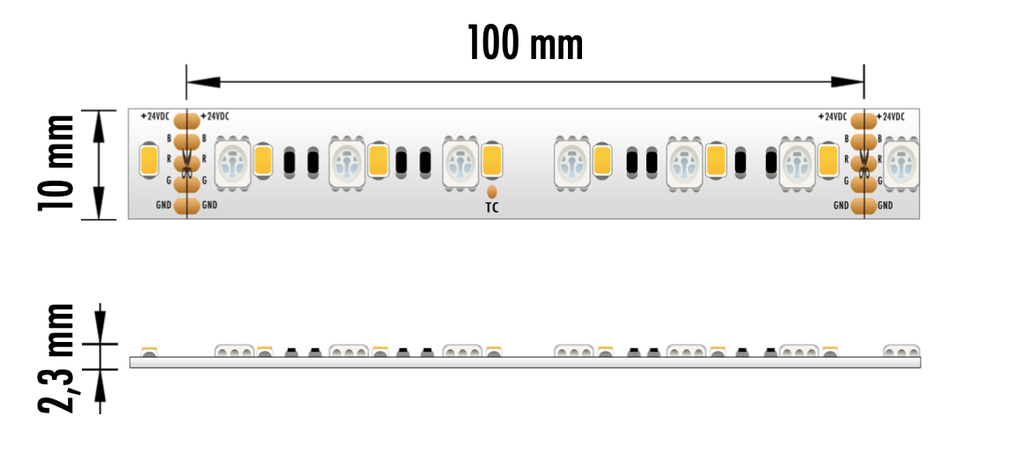 FITA LED EPRO 19.2W 24V RGB+4000K IP20 5MT