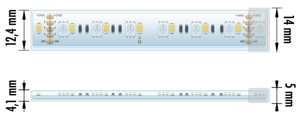 FITA LED EPRO 19.2W 24V RGB+3000K IP67 5M
