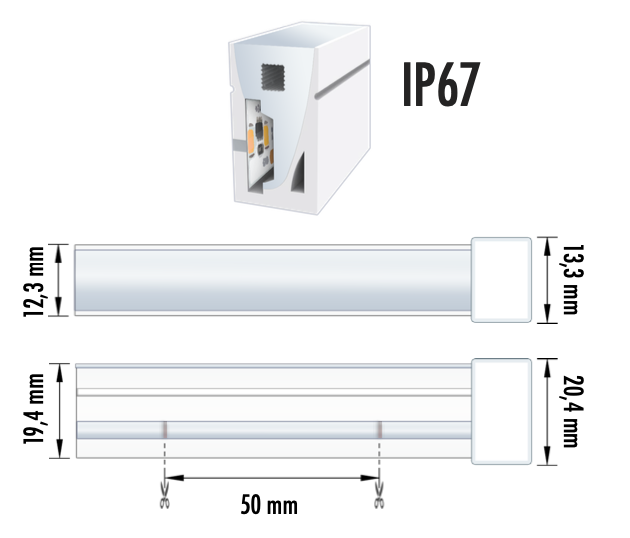 NEON LED L 14.4W 24V RGB IP67