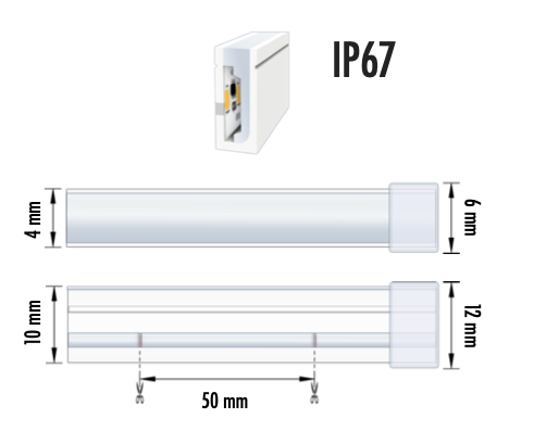 NEON LED S 9.6W 24V 3000K IP67