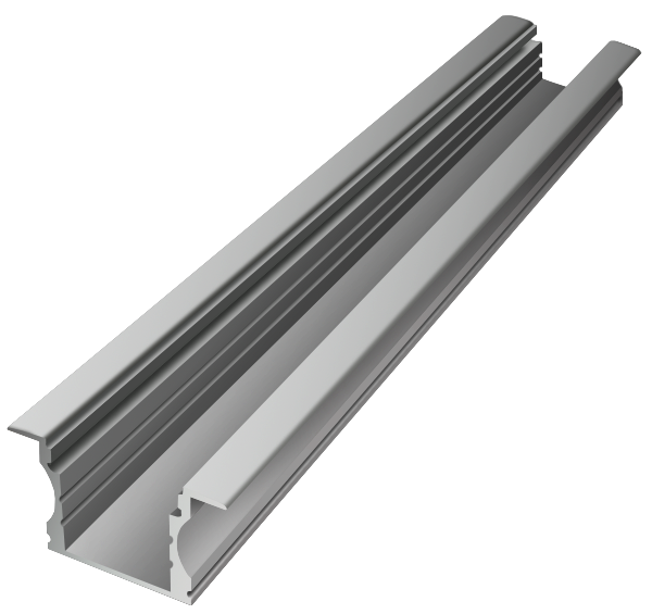 IN002-A - Perfil Alumínio Encastrar 2M Anod. Cinzento