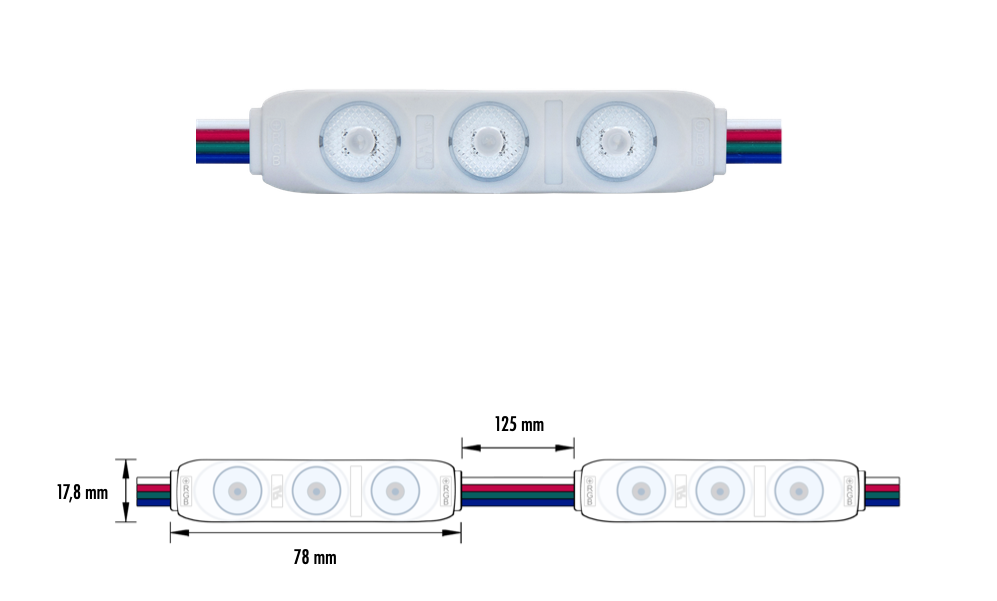 SIGN-011-072W-RGB - MODULO 3LED 0.72W 12V IP65 RGB 5Y