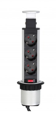 Caixa de elevação 60mm de alumínio, 3x Schuco, cabo de 1,8m