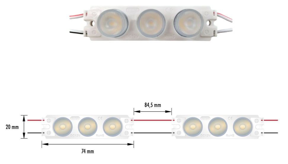 SIGN-014-25W-C - MODULO 3LED 2.5W 12V IP67 7000K