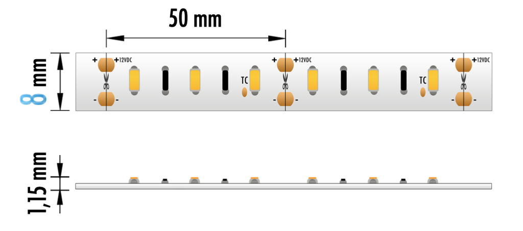 FITA LED EPRO 9.6W 60L 12V 3000K IP20 50M
