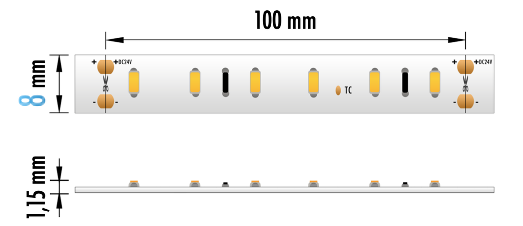 FITA LED EPRO 9.6W 60L 24V 3000K IP20 50MT