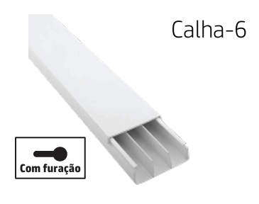 [8699430007905] CALHA-6 | Calha técnica de PVC branca com furação 60x25 2M