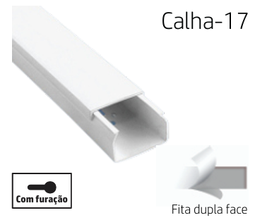 [8699430129058] CALHA-17 | Calha de PVC branca com adesivo dupla face 25x16 2M