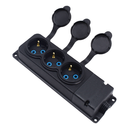 [8699490911501] MONOPHASE RUBBER 3 SOCKETS 16A 3 WAY EU TYPE