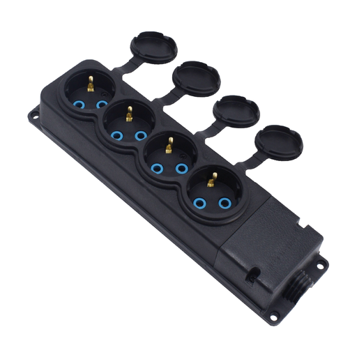 [8699490911525] MONOPHASE RUBBER 4 SOCKETS 16A 4 WAY EU TYPE