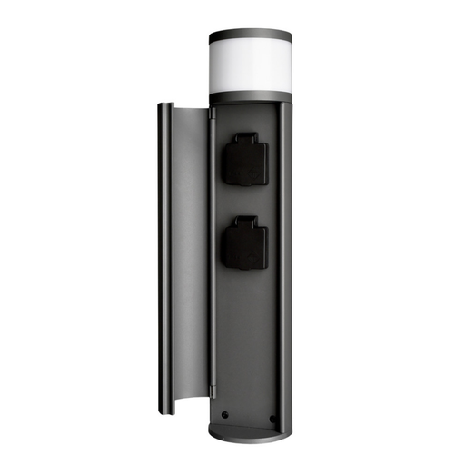 [733054] SOCKET TOWER - Torre de iluminação exterior com tomadas - 480 mm, 3680 W, 4,8 W, 3000 K, cinzento