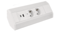 [CORNERBOX-BI-2DE-UAC-01] CORNER BOX white, 2x Schuko socket, 2 x SCHUKO -2 x USB, cable 1.8m