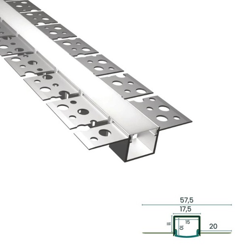 [PRO020-A] PRO020-A - Perfil Alumínio Projeto Flexível 2M Anod. Cinzento