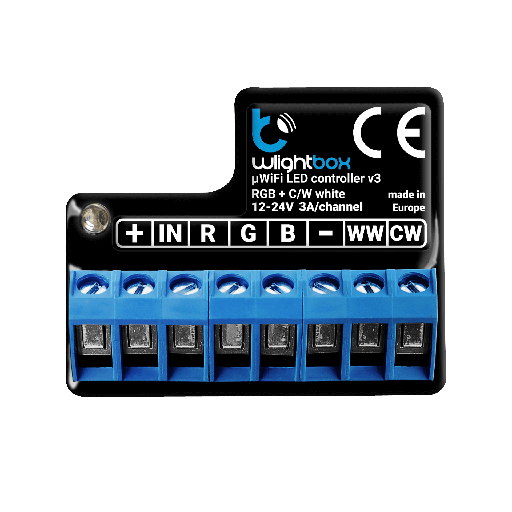 [WLIGHTBOXIP20] Controlador LED monocromático, RGBW e CCT -180W (12VDC) / 360W (24VDC) - 15A IP20 - 5 CANAIS