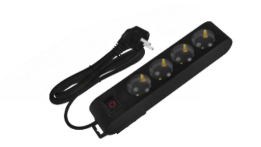 [8699490915134] Deco 4P - Tomada Preta 4 SHUCKO c/ interruptor 16A 3x1.5mm² IP20