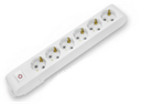 Deco 6PF - Tomada Branca 6 SHUCKO c/ interruptor cabo 2 metros 16A 3x1.5mm² IP20
