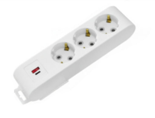 [8699490922842] Deco 3PUSB - Tomada Branca 3 SHUCKO 1xUSB-A e 1xUSB-C 16A 3x1.5mm² IP20