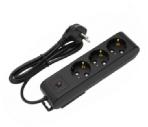 [8699490922903] Deco 3PUSB - Tomada Preta 3 SHUCKO 1xUSB-A + 1xUSB-C 16A 3x1.5mm² IP20