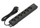 Deco 6PUSB - Tomada Preta 6 SHUCKO 1xUSB-A + 1xUSB-C 16A 3x1.5mm² IP20