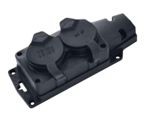 [8699490918333] Tomada BP-2 - Tomada Preta em borracha 2 SHUCKO 16A IP54