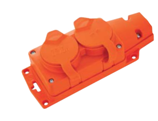 [8699490918340] Tomada BL-2 - Tomada cor-de-laranja em borracha 2 SHUCKO 16A IP54