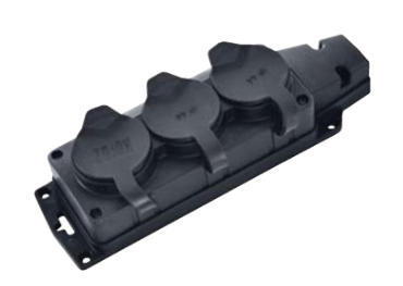 [8699490918357] Tomada BP-3 - Tomada preta em borracha 3 SHUCKO 16A IP54