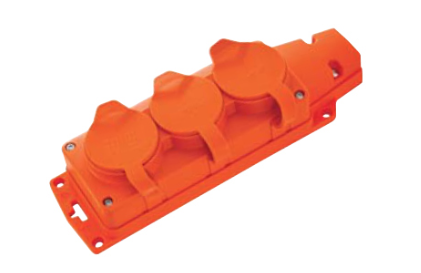 [8699490918364] Tomada BL-3 - Tomada cor-de-laranja em borracha 3 SHUCKO 16A IP54