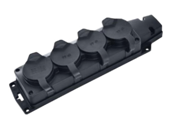 [8699490918371] Tomada BP-4 - Tomada Preta em borracha 4 SHUCKO 16A IP54