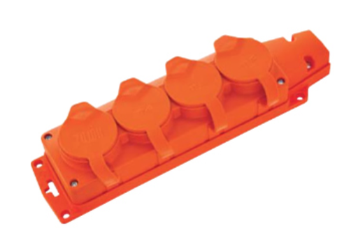 [8699490918388] Tomada BL-4 - Tomada Cor-de-Laranja em borracha 4 SHUCKO 16A IP54