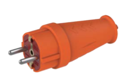 [8699490922729] Ficha BL-1 - Ficha macho Cor-de-laranja de borracha 16A IP44