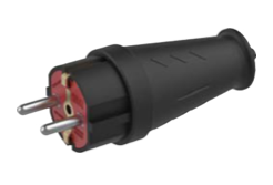 [8699490922712] Ficha BP-1 - Ficha macho Preta de borracha 16A IP44