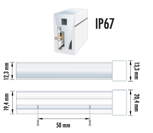 [NEON-L96W24VBLUEIP67] NEON LED L 9.6W 24V BLUE IP67