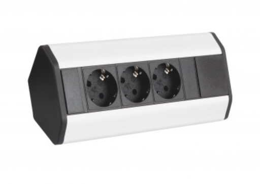 [Cornerbox-alu-3de] Caixa de canto Alumínio 3x soquete Schuco, cabo de 1,8m