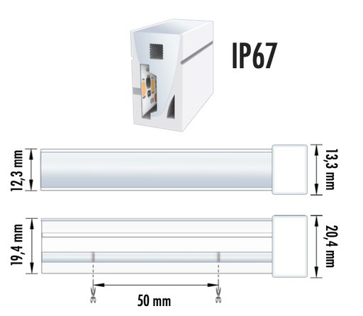 [NEON-L192W24VRGB6500KIP67] NEON LED L 19.2W 24V RGB + 6500K IP67